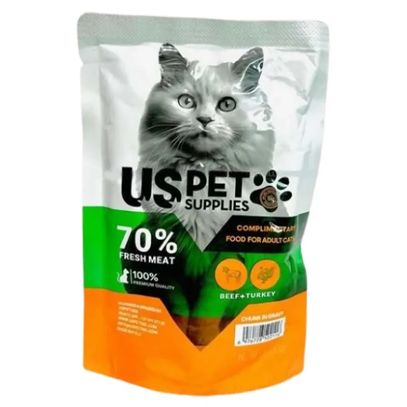 پوچ گربه طعم گوشت و بوقلمون US pet
