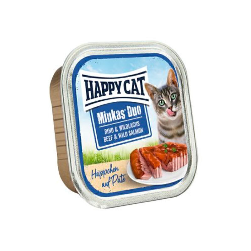 تشویقی گربه با طعم گوشت و سالمون Happy Cat MInkas Duo With Beef and Salmon